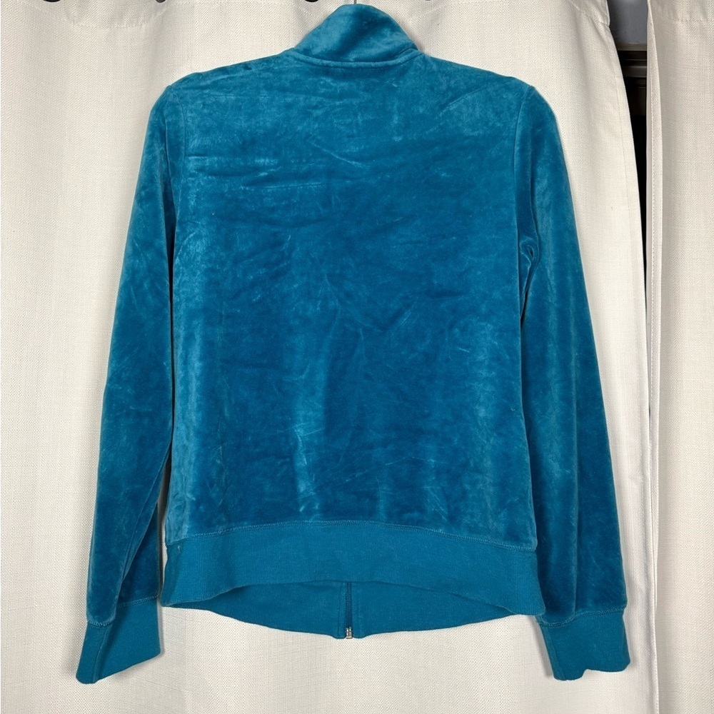 Real Comfort by Chadwicks Teal Blue Velour Zip Up Jacket Small - Picture 2 of 6